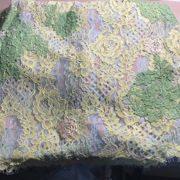 Jovani Lace Green Gold Double Layer Dress - Picture 12 of 12